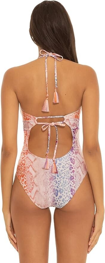 BECCA by Rebecca L142022 Virtue Animal Print Polyester One-Piece Swimsuit Size L