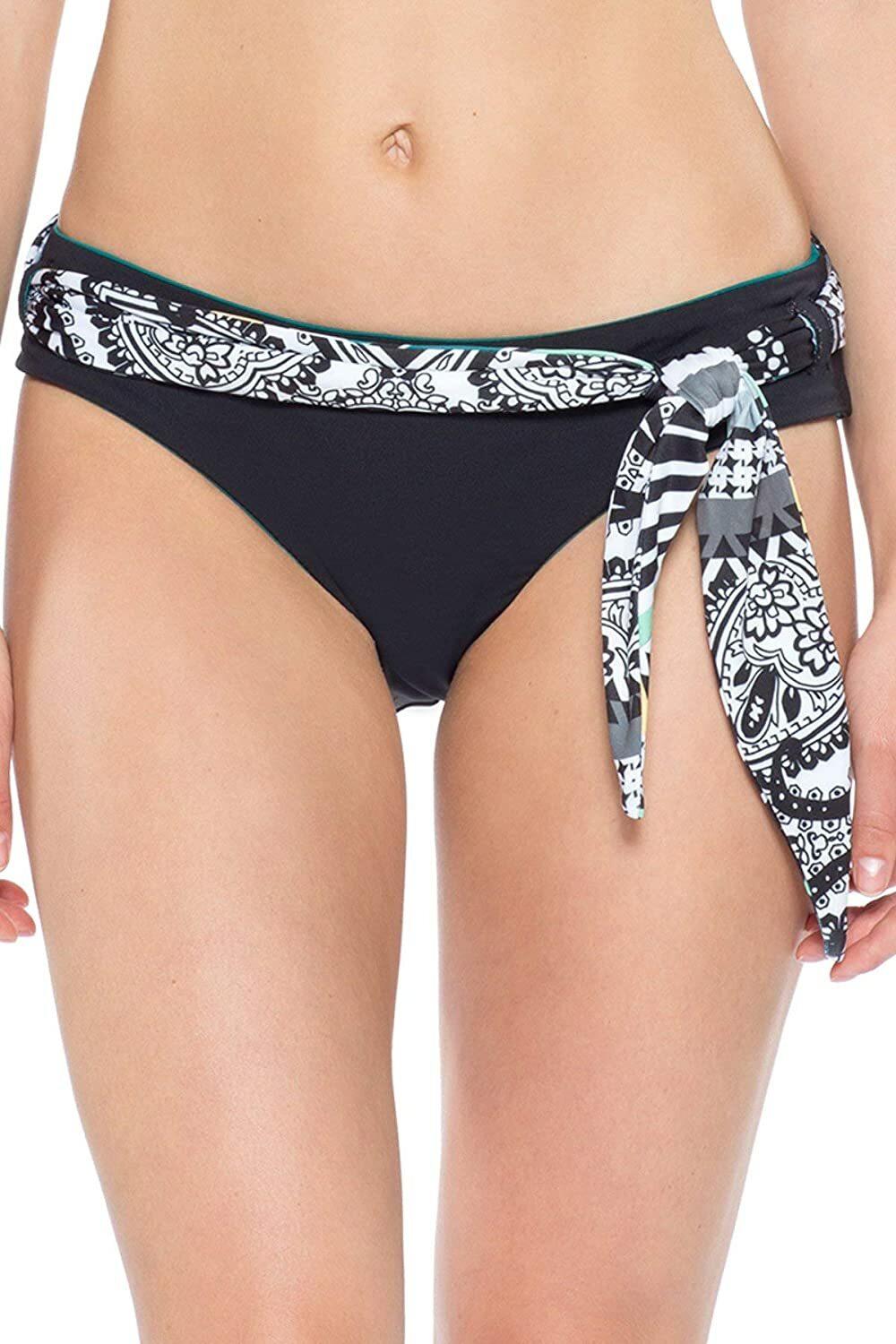 BECCA by Rebecca Green/Black Reverse Belted Swimsuit Bottom Size M L22625