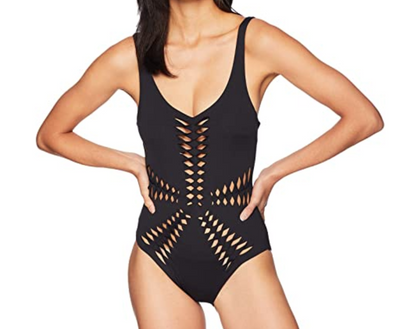 BECCA by Rebecca L59549 Black Virtue Origami One-Piece Swimsuit Size M