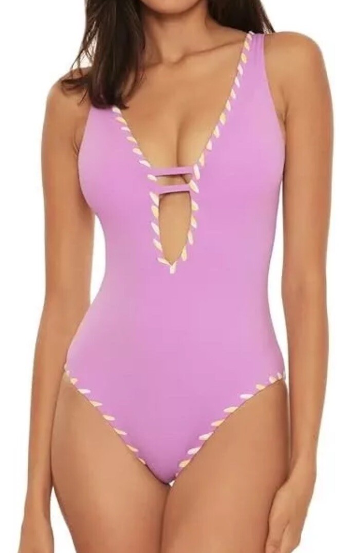 Becca by Rebecca Camille Reversible Plunge One-Piece Swimsuit L27208 Size L
