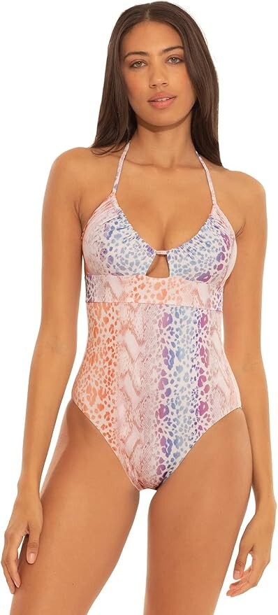 BECCA by Rebecca L142022 Virtue Animal Print Polyester One-Piece Swimsuit Size L