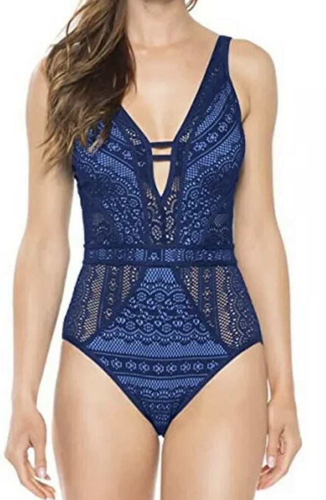 BECCA By Rebecca L73108 Virtue Color Play Plunge One-Piece Swimsuits Size XS