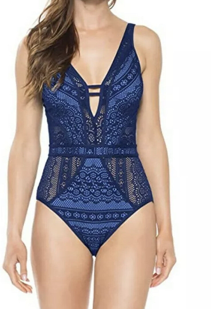 BECCA By Rebecca L65257 Virtue Color Play Plunge 1-Piece Women Swimsuits Size M