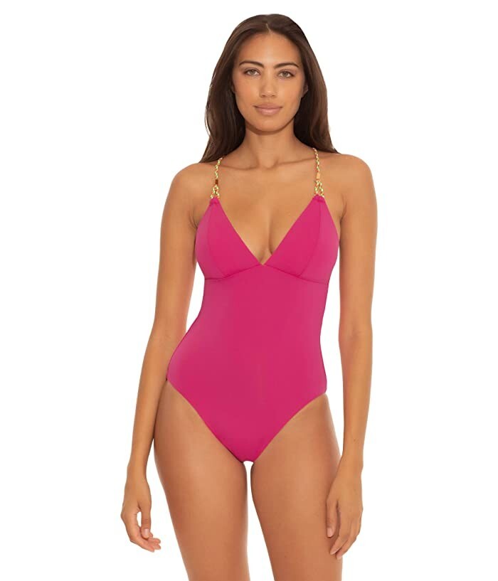 Becca by Rebecca Camille Reversible Plunge One-Piece Swimsuit L143129 Size M